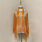 Women's Solid Color Fringe Trim Shawl & Chain Decor Poncho Set