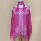 Women's Solid Color Fringe Trim Shawl & Chain Decor Poncho Set