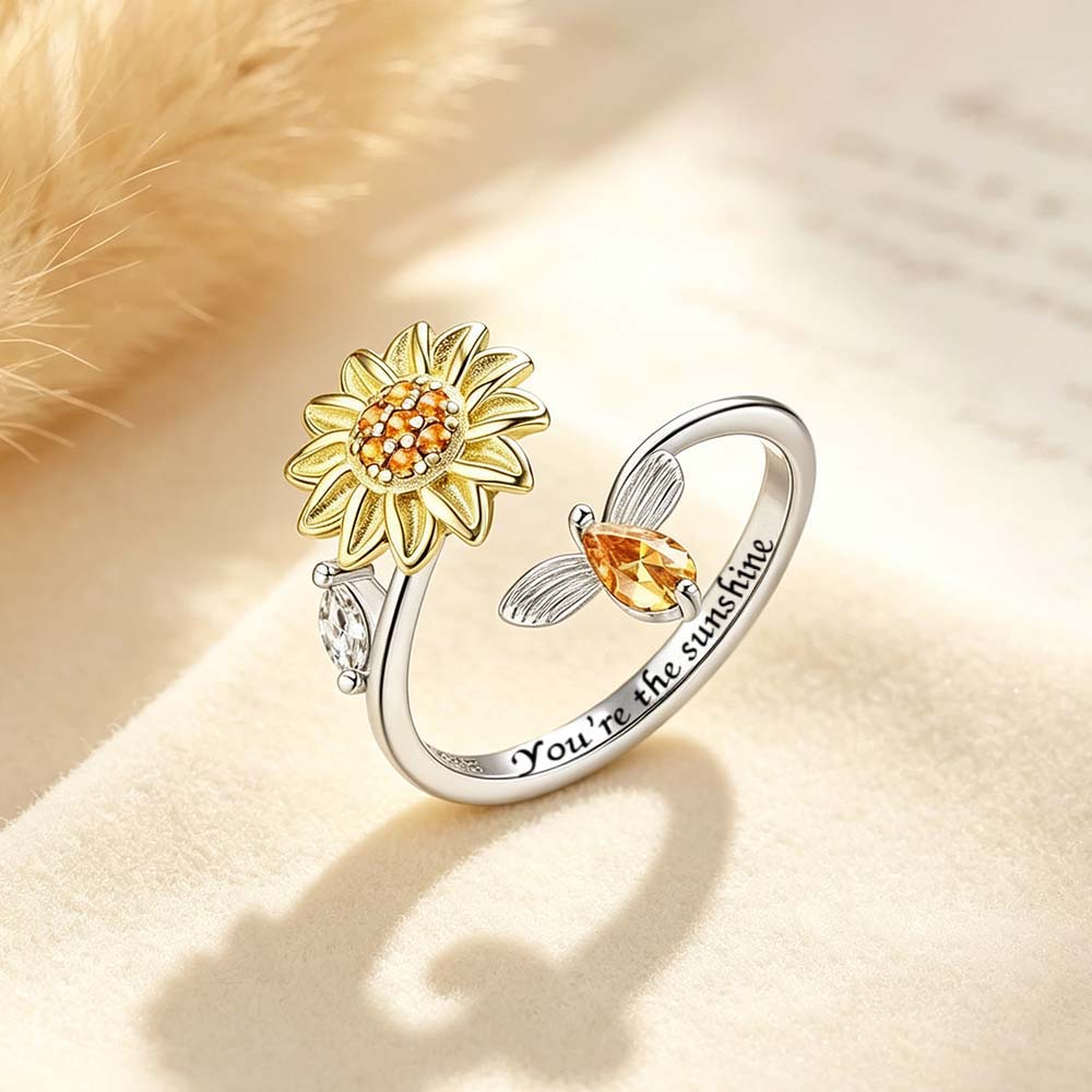 You're The Sunshine Sunflower Fidget Ring