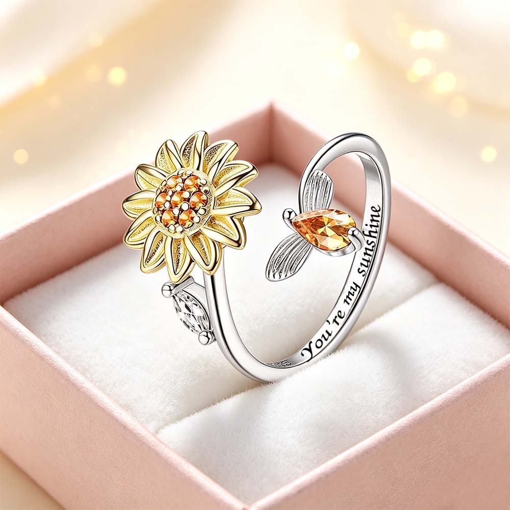 You're The Sunshine Sunflower Fidget Ring