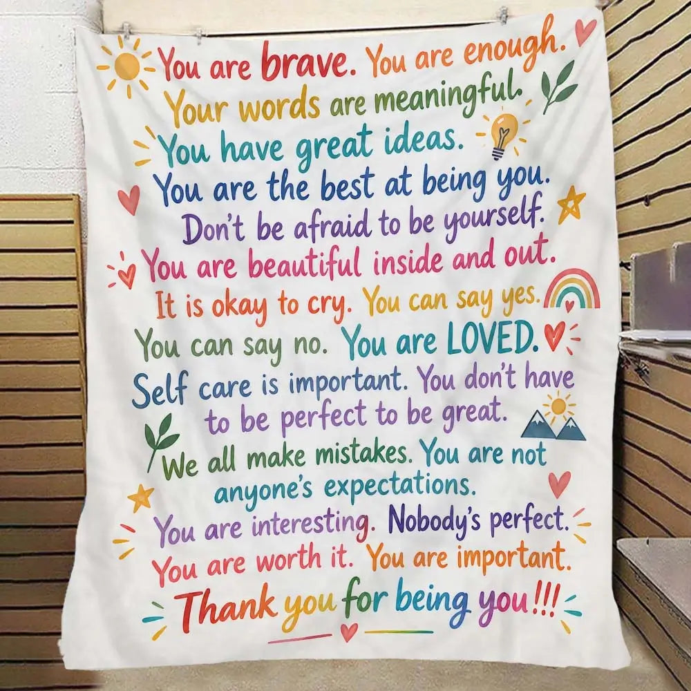 Positive affirmation throw blanket for home