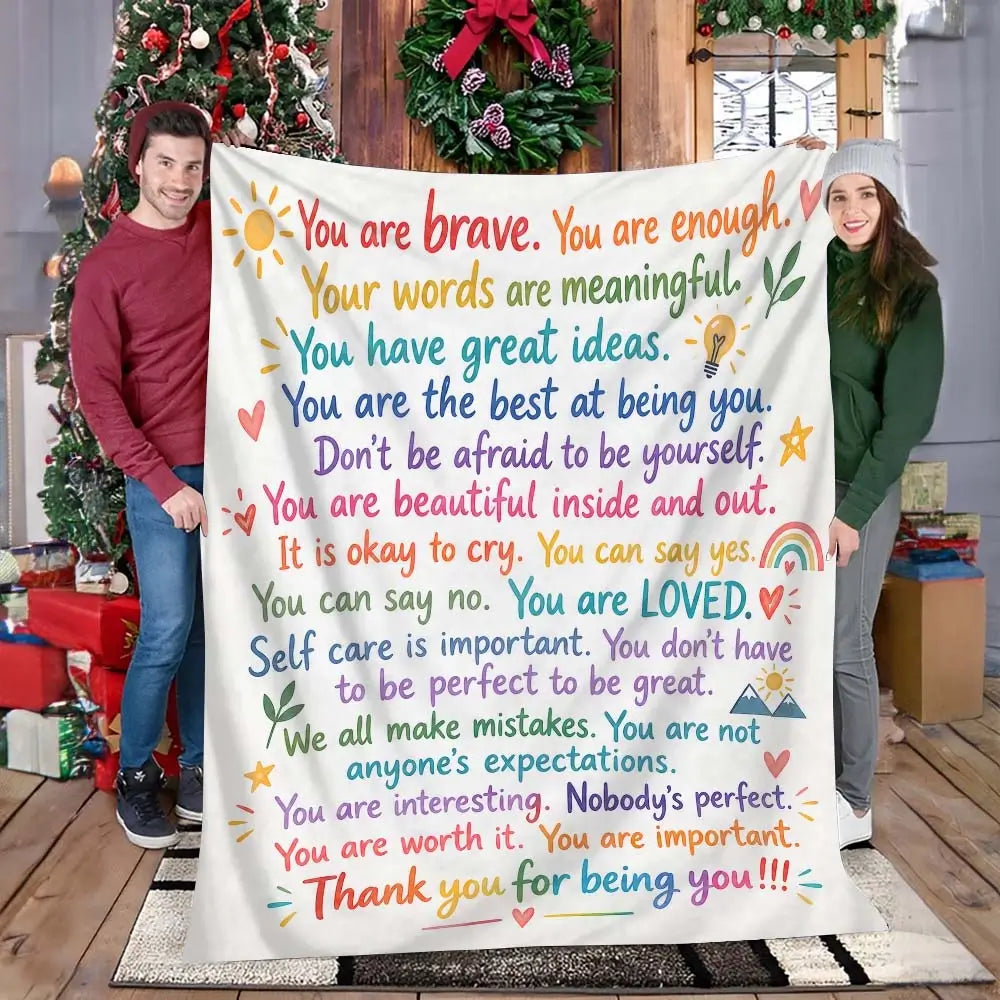 Inspirational affirmation blanket as a thoughtful gift