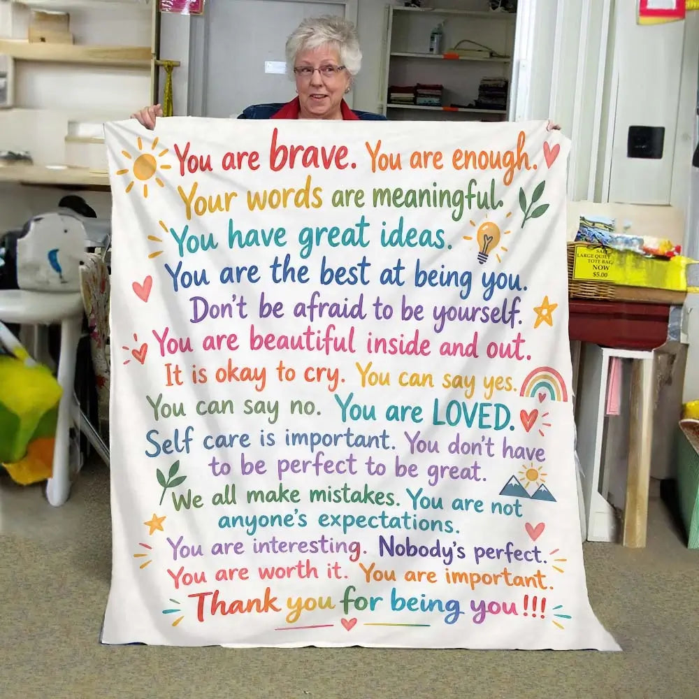Fleece version of the inspirational affirmation blanket