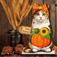 Wooden animal desk sign with Thanksgiving seasonal decorations