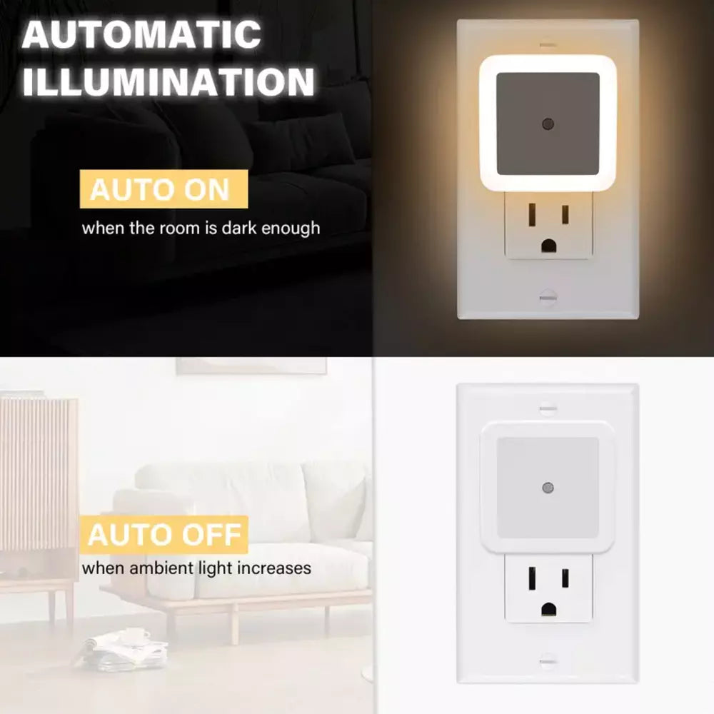 Dusk-to-dawn sensor on an automatic LED night light
