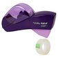 A purple and translucent purple Eagle brand auto tape dispenser shown on a white background, with a roll of clear tape featuring green labels below it.