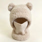 Beige bear ear knit winter hat