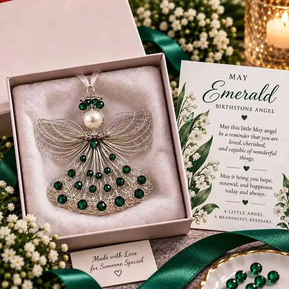 Handmade Birthstone Angel Wire Ornament