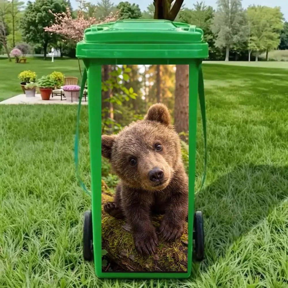 Creative Trash Can Sticker with Colourful Cartoon