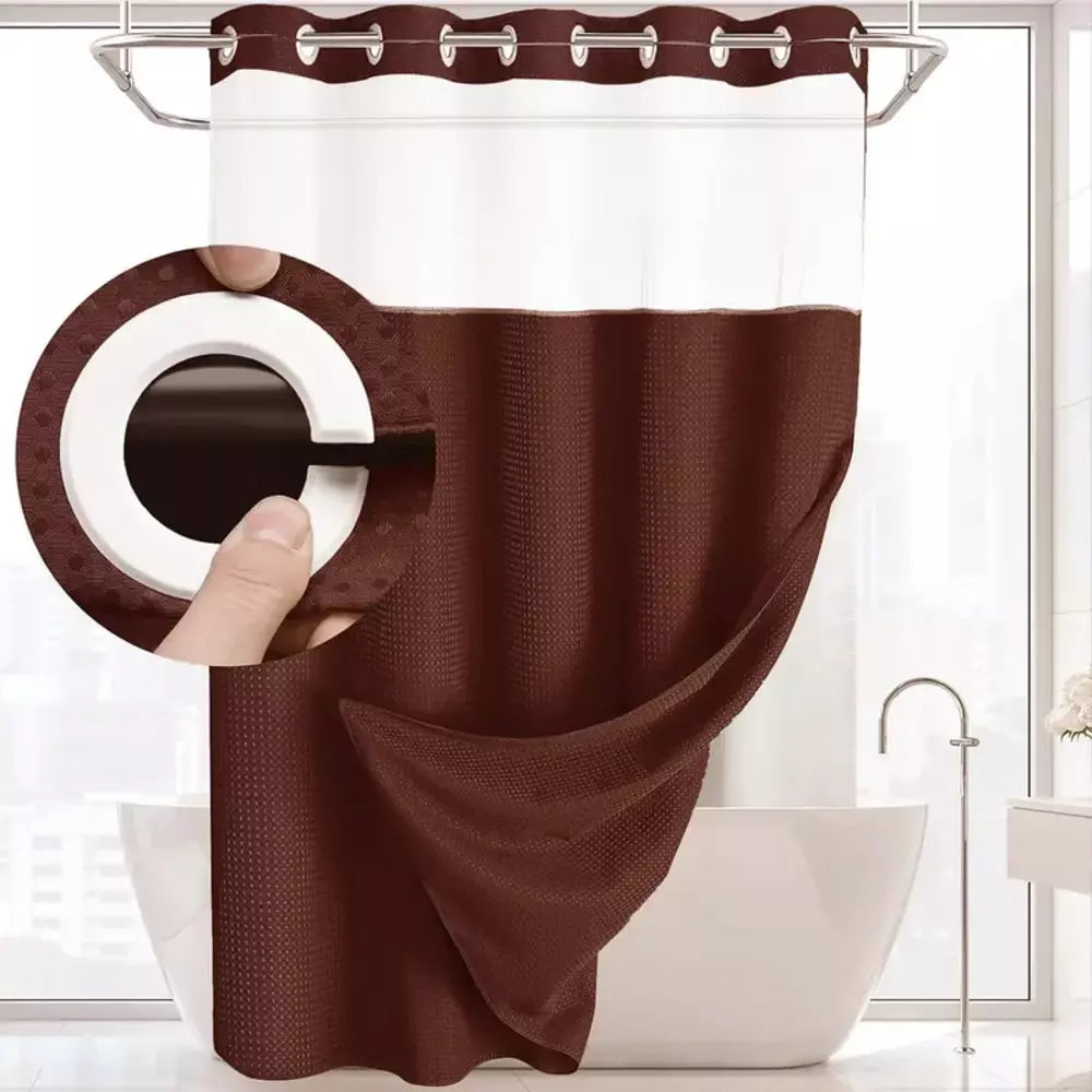 Brown waffle texture shower curtain