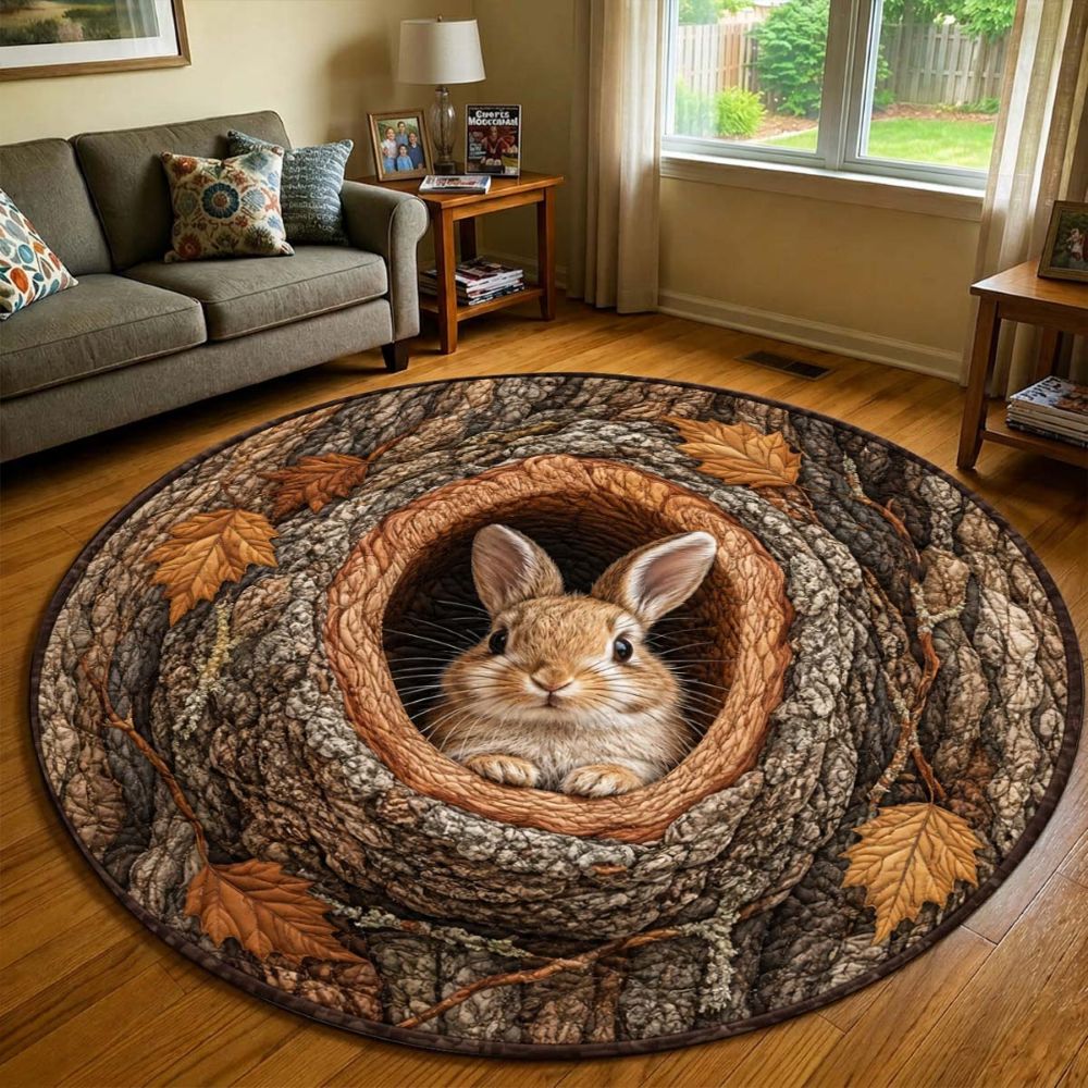 Bunny In The Hollow Round Rug - HR011