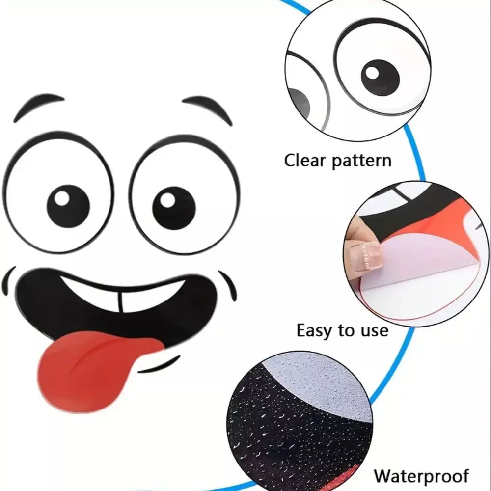 Close-up of the colorful cartoon face sticker design