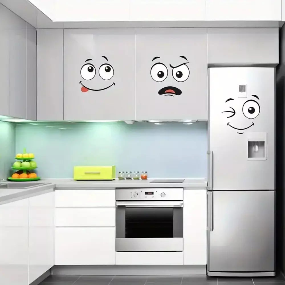 Cartoon face stickers for playful home decoration