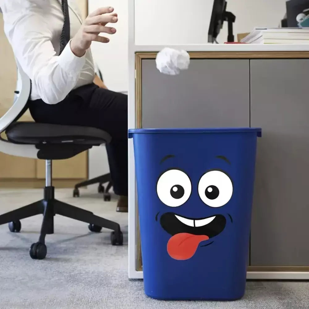 Cartoon stickers used to decorate a household trash can