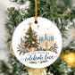 Ceramic holiday ornament celebrating Christmas and Hanukkah