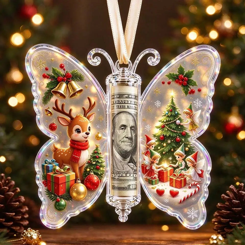 3D Butterfly Christmas Cash Gift Ornament – Money Holder Keepsake