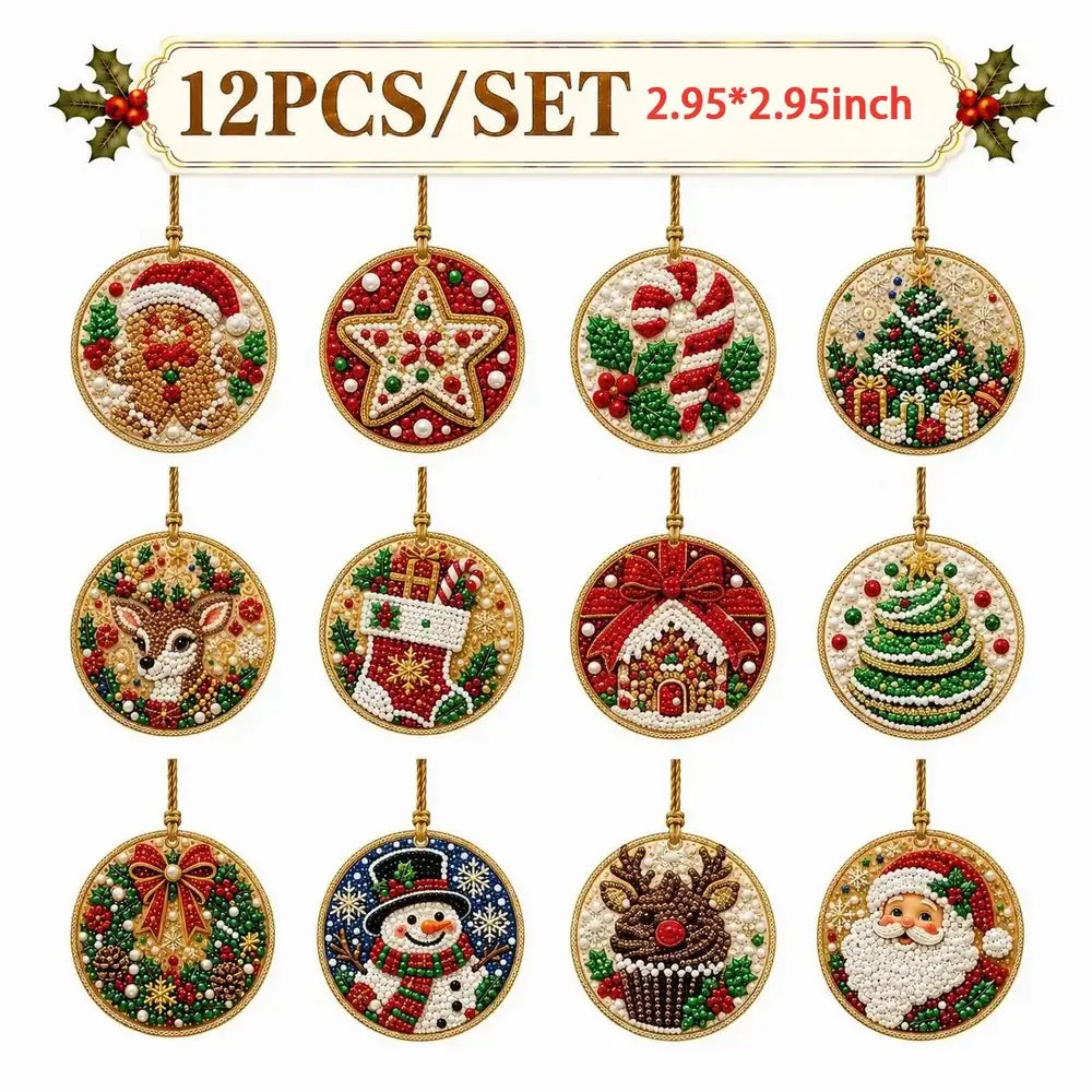 A 12-piece Christmas diamond painting set