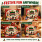 A collage of four holiday-themed scenes showing a Dumpling Advent Calendar box placed on shelves, desks, and tables in festive indoor settings. The ad includes the headline 'FESTIVE FUN ANYWHERE' at the top and decorative text at the bottom.