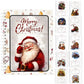 A Christmas-themed spiral-bound planner or notebook cover shown prominently, with smaller preview pages of the interior layout arranged to the right. The cover features a smiling Santa Claus illustration and the words 'Merry Christmas!' in large script.
