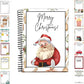 Spiral-bound notebook with Santa Claus illustration and 'Merry Christmas!' text on a white background.