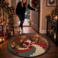 Christmas round rug displayed as seasonal home decor
