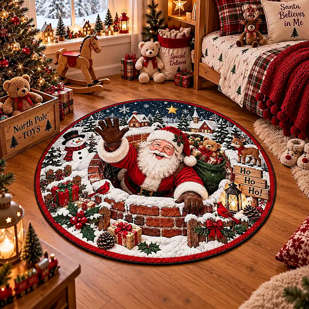 Christmas Santa Hello Round Rug - C060