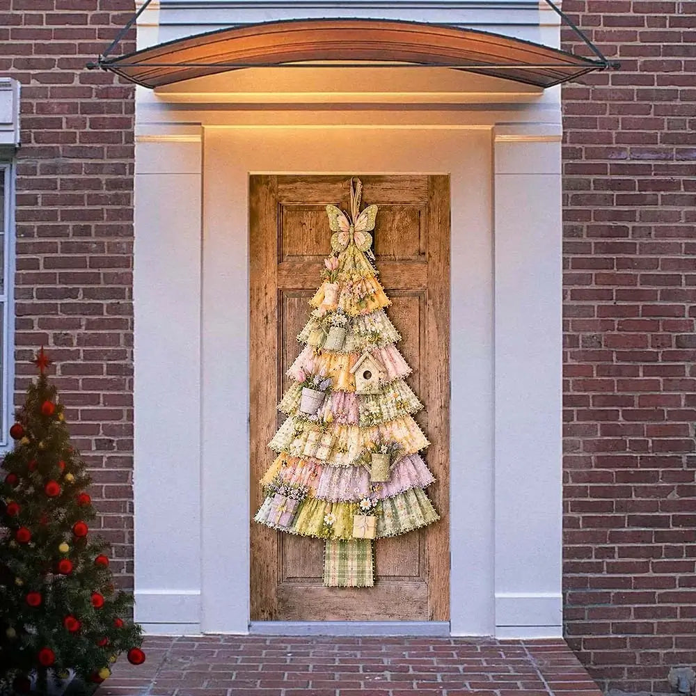 Full-length view of a Christmas fabric door decoration