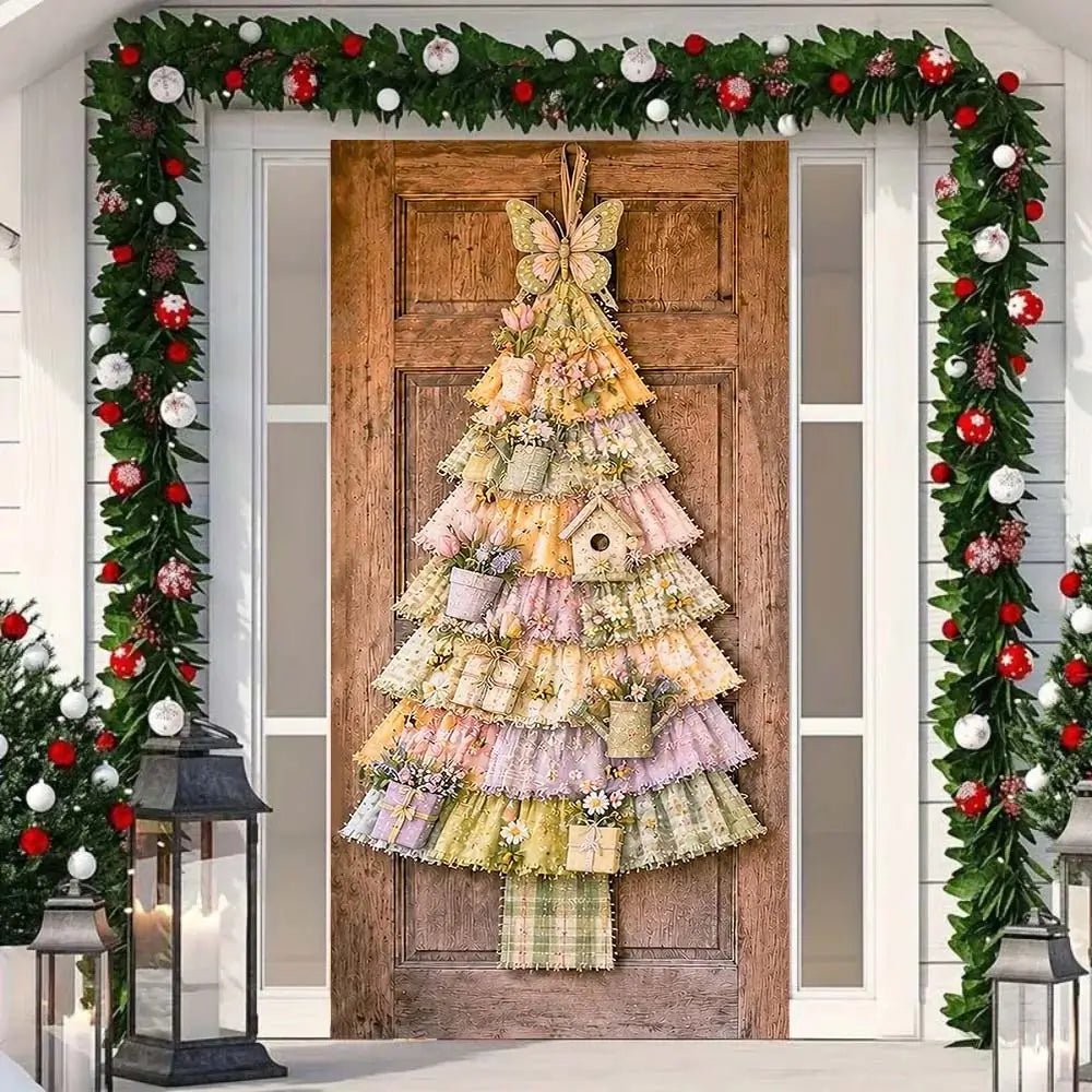 Christmas door decoration with a butterfly design