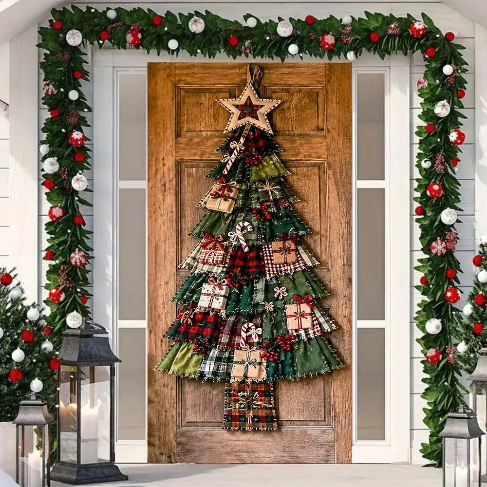 Christmas door cover featuring a festive gift box design