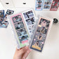 Clear photo booth album filled with 2x6 inch photo strips