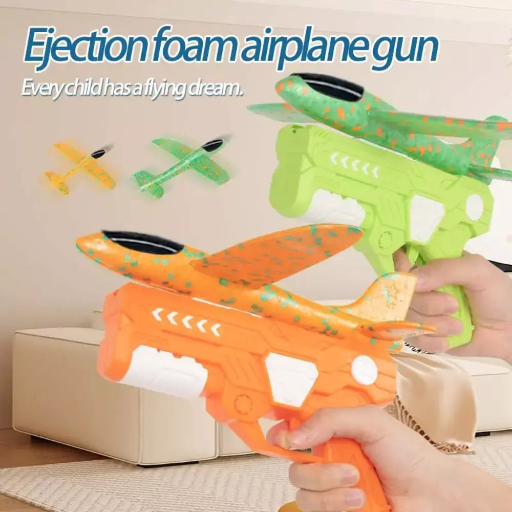 Airplane launcher toy with foam gliders for kids
