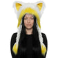 Close-up of the soft, fluffy texture of the cat ear hat