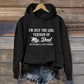 Black graphic hoodie with a humorous dad daughter design
