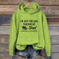 Light green graphic hoodie with a humorous dad daughter design