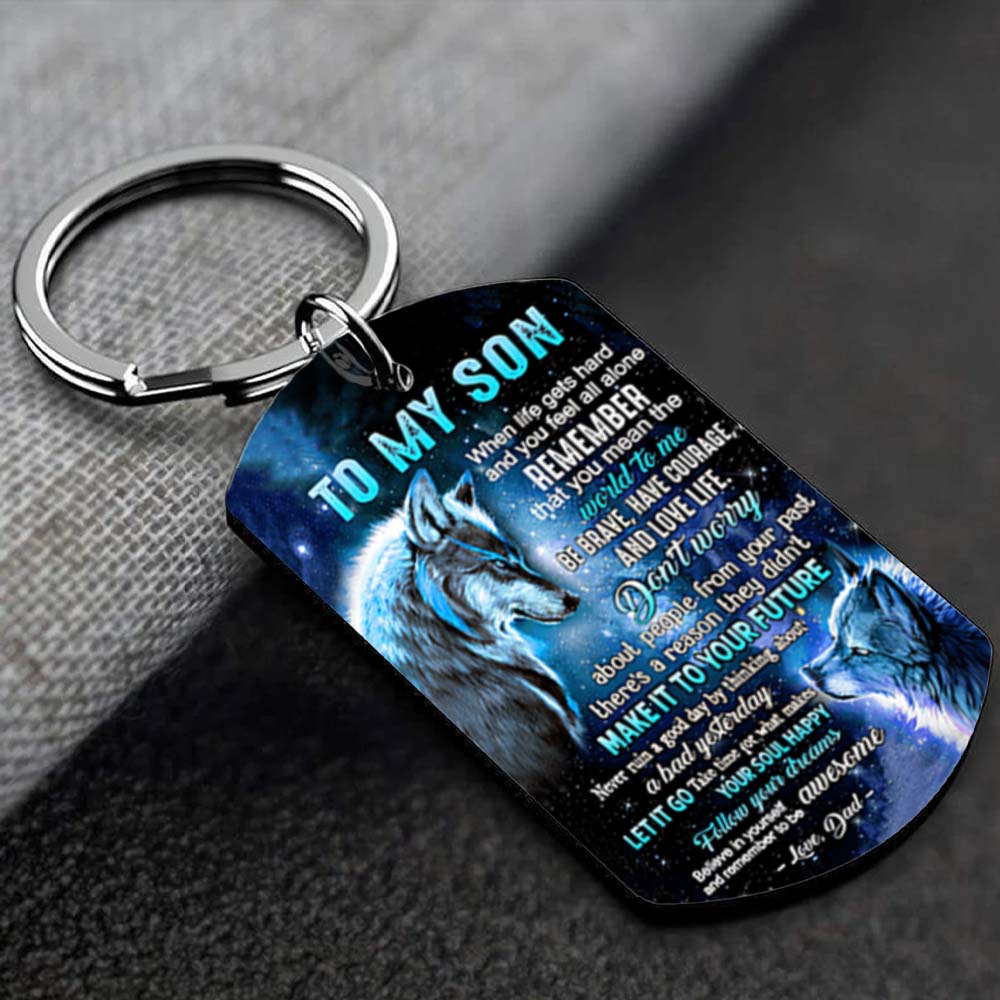 Let It Go - Wolf Multi Colors Personalized Keychain - A882