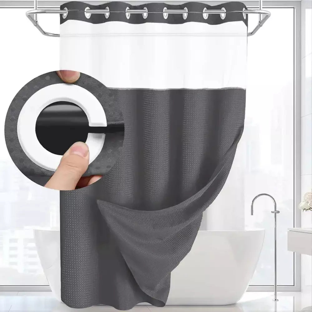 Dark gray waffle texture shower curtain
