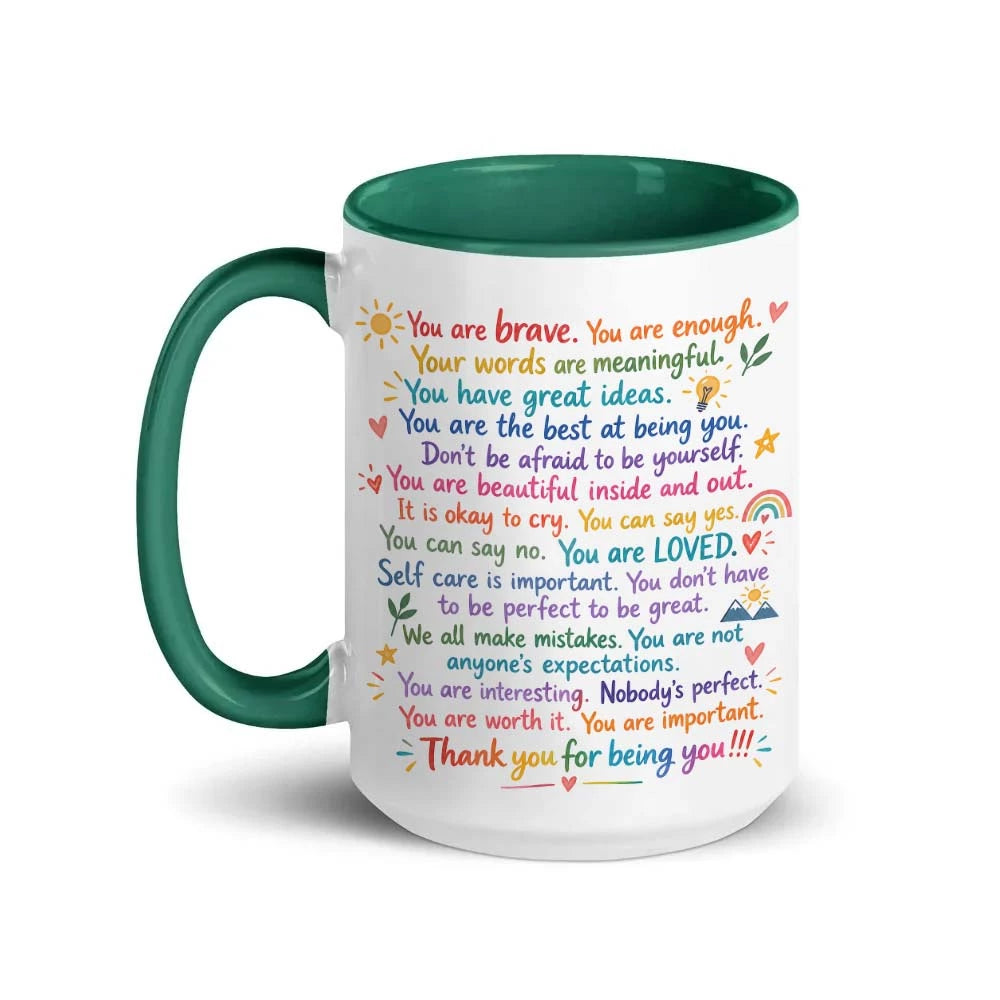 Inspirational quote mug for coffee and tea