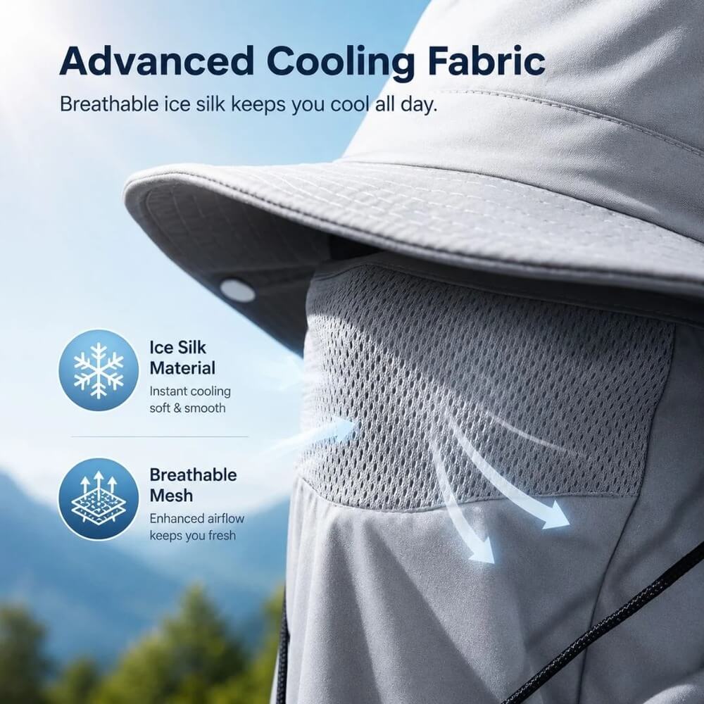 UPF 50+ Sun Protection Hat With Full Face & Neck Coverage