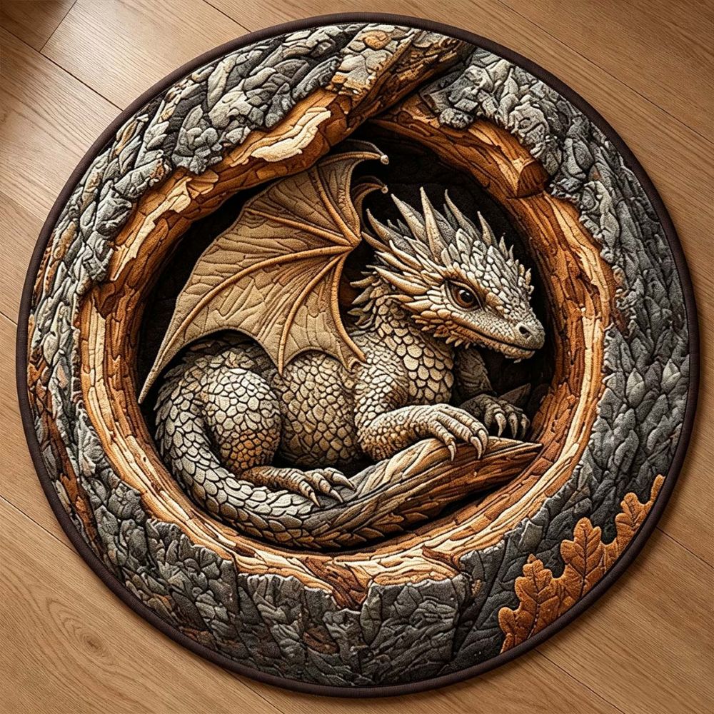Dragon In The Hollow Round Rug - HR006