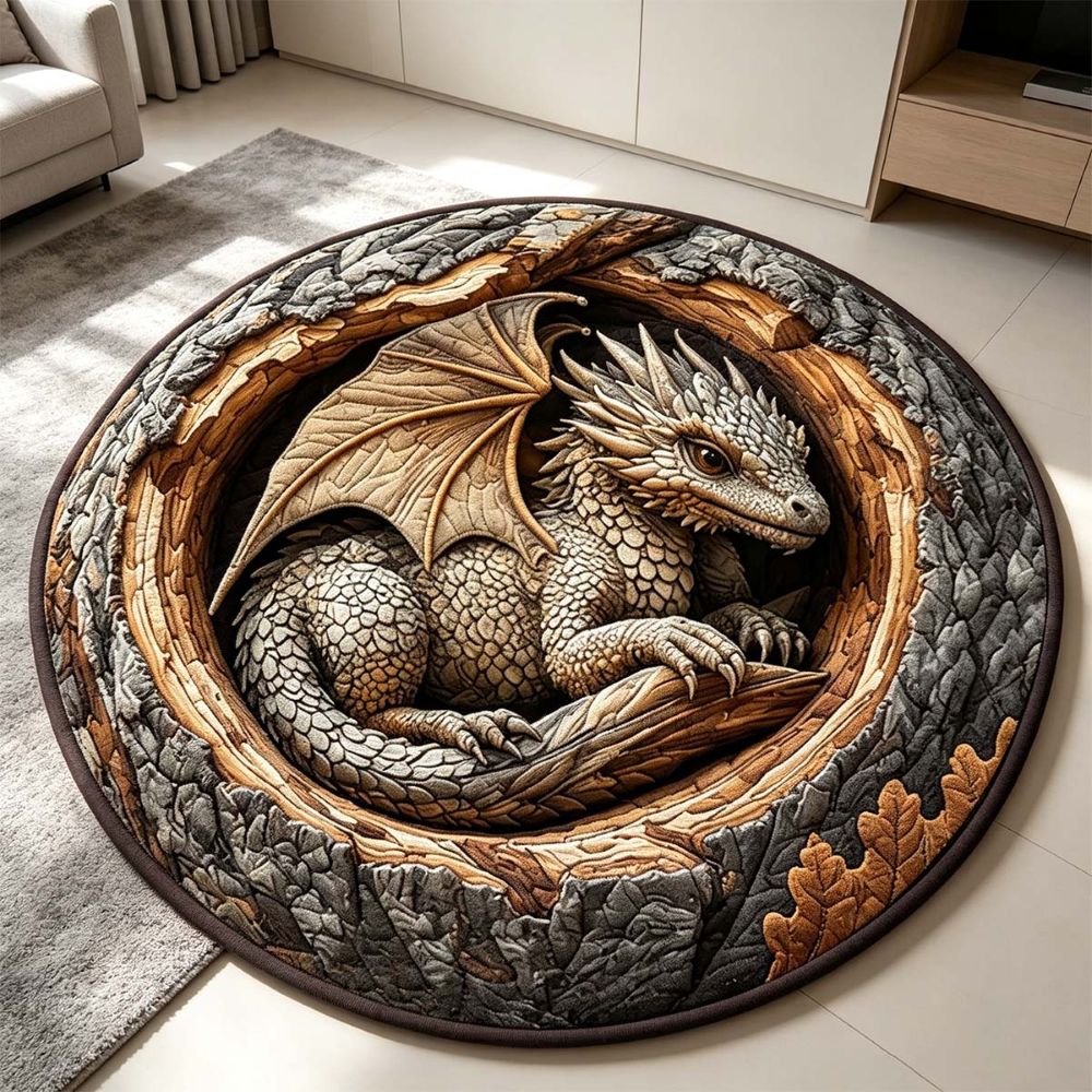 Dragon In The Hollow Round Rug - HR006