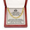 To My Man Straighten Your Crown Cuban Link Chain Necklace