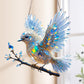 Crystal Sky Bluebird Stained Art Ornament