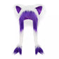 White purple fluffy plush hat with cute cat ears