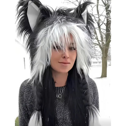 Fluffy plush hat with cute cat ears