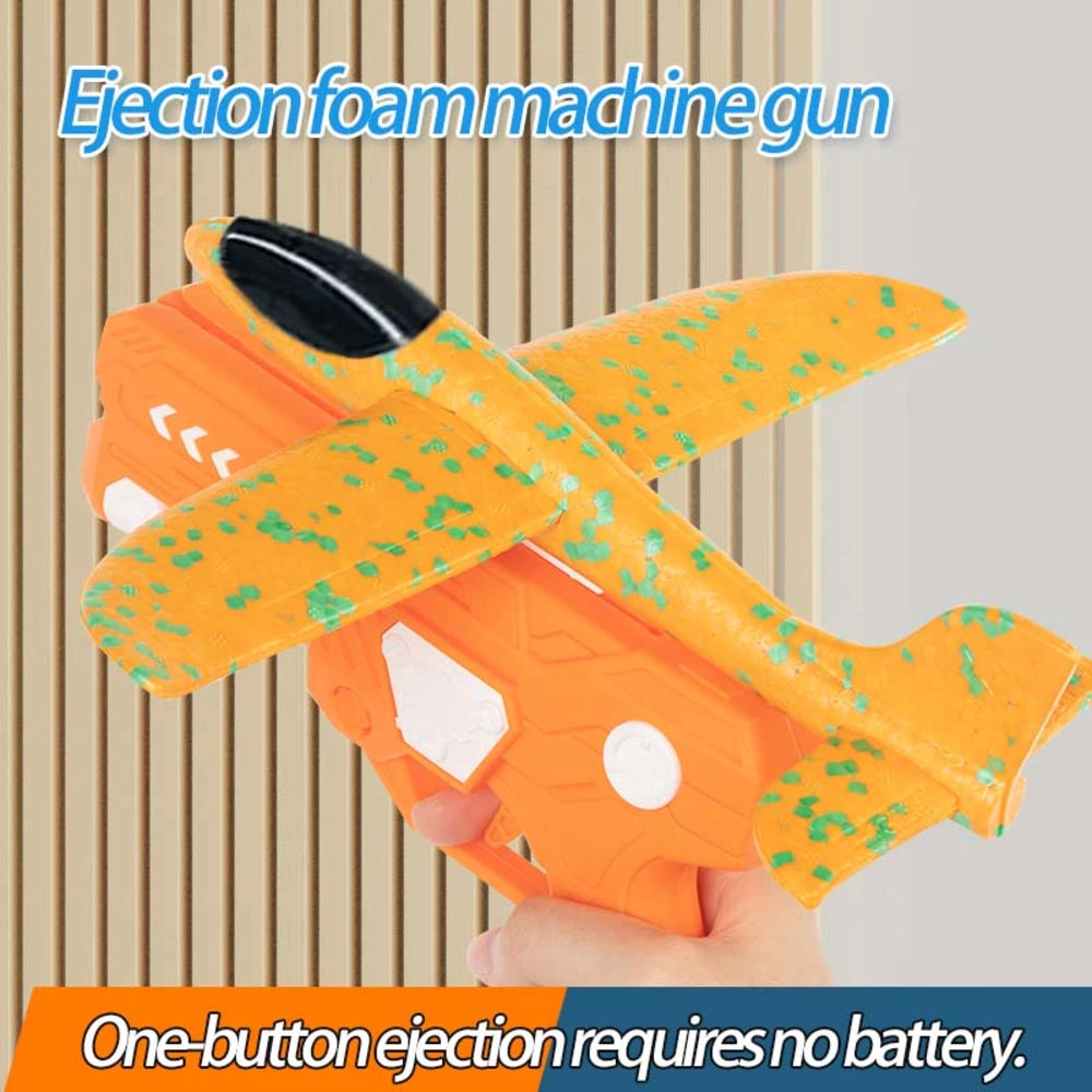 Foam glider airplane with launcher for outdoor flying