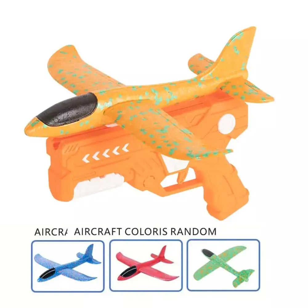 Foam airplane launcher toy as an outdoor gift for kids