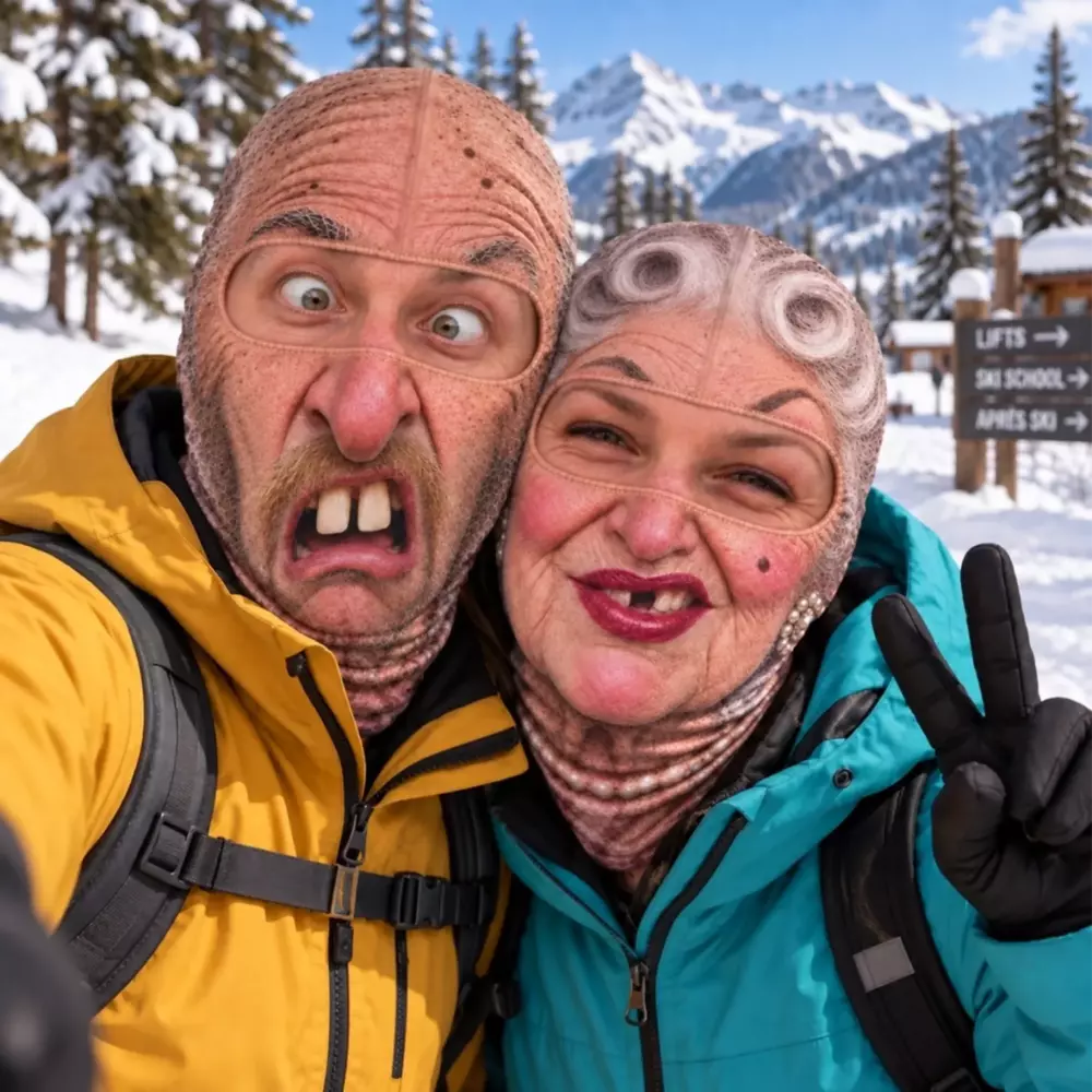 Preview of a funny ski mask for ski lovers