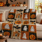 Halloween throw with a printed patchwork-style design