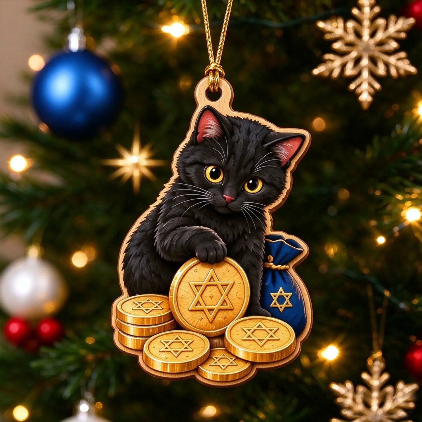 Hanukkah Cat Acrylic Ornament