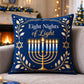 Hanukkah Decorative Pillow Covers – Blue & Gold Menorah Designs
